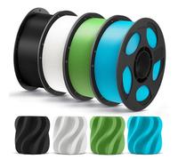 ANYCUBIC PLA + Filamento 1,75 mm, Mayor Resistencia, Filamento PLA Plus con Bobina Desmontable, Filamento para Impresora 3D, Reconocimiento Inteligente,4kg,Negro+Blanco+Spring Leaf+Turquesa Tropical