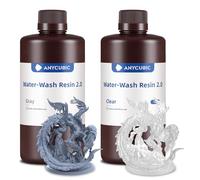 ANYCUBIC Water Wash Resin 2.0, Resina 3D de Curado UV de Alta Precisión, Bajo Olor, Resina para Impresoras 3D 4K/6K/8K LCD/DLP ((Gris&Transparente, 2000g)