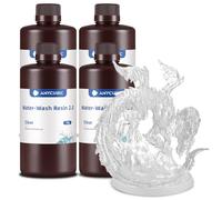 ANYCUBIC Water Washable Resin 2.0, Resina para Impresora 3D Lavable con Agua, Anti-Amarillo, Resina de Agua 405nm, Resina 3D de Bajo Olor para todas las Impresoras 3D LCD, Transparente 4000g