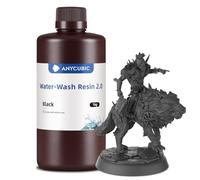 ANYCUBIC Water Washable Resin 2.0, Resina para Impresora 3D Lavable con Agua, Anti-Amarillo, Resina de Agua 405nm, Resina 3D de Bajo Olor para todas las Impresoras 3D LCD, Negro 1000g