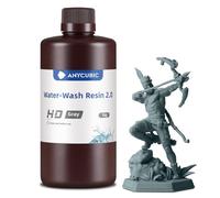 ANYCUBIC Water Washable Resin 2.0, Resina para Impresora 3D Lavable con Agua, Anti-Amarillo, Resina de Agua 405nm, Resina 3D de Bajo Olor para todas las Impresoras 3D LCD, Alta Definición Gris 1000g