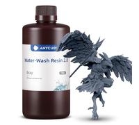 ANYCUBIC Water Washable Resina 2.0, 405nm Curado Rápido Resina Lavable con Agua, Baja Contracción y Antiamarilleamiento, Alta Precisión para Impresoras 3D Resina LCD/DLP/SLA (Gris, 1000g)