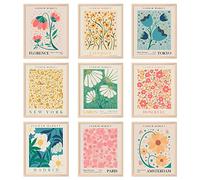 AnyDesign 9 impresiones artísticas de pared de mercado de flores, decoración de póster de Matisse, pósteres de dibujo floral sin marco, decoración estética colorida para sala de estar, baño, 12 x 16