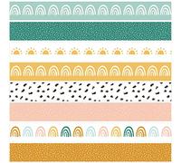 AnyDesign Bordes de tablón de anuncios con temática bohemia de 82 pies, 8 diseños, 72 piezas de decoración de arco iris, oficina, fiesta