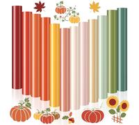 AnyDesign Vinilo termotransferible de color otoñal HTV otoño marrón, naranja, beige, verde, calcomanías de vinilo para planchar para camisetas de Acción de Gracias, ropa, bolsas, bricolaje, 12 hojas