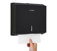 anydry Dispensador de Toallas de Papel de Montaje en Pared - Capacidad 250 Hojas, Acero Inoxidable Cepillado, bloqueable, multifold/Z-Fold (tamaño Plegado ≤ 27 cm x 10 cm)（Negro Mate）