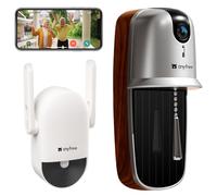 anyfree Timbre Inalambrico con Camara Exterior WiFi,Timbre Videoportero Inalámbrico Exterior Impermeable,Detección Humana PIR,Visión Nocturna,Audio Bidireccional (Plateado)