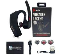 ANYHDD Poly Legend Voyager 50 - Auriculares Bluetooth con 4 micrófonos con cancelación de ruido, PC, iOS, Mac, tableta, incluye cable de carga + dongle USB + USB A-C + paño de microfibra