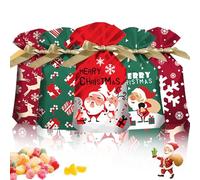 Anyingkai 50pcs Bolsa de Dulces Navideños,Bolsa de Dulces set,Bolsas de Regalo de Comunion,Bolsas de Regalo con Cordón de Navidad,Bolsas de Regalo con Cordón,Bolsa Navidad (Clásico-B)