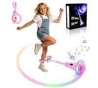 Anyingkai Shine Bola de Salto de Tobillo,Plegable Anillo de Salto Intermitente,Colorida Flash Bola de Salto,Colorida Anillo de Salto de Tobillo,LED Saltar Bola para Niños (Rosa - C)