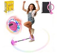 Anyingkai Shine Bola de Salto de Tobillo,Plegable Anillo de Salto Intermitente,Colorida Flash Bola de Salto,Colorida Anillo de Salto de Tobillo,LED Saltar Bola para Niños (Rosa - B)
