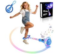 Anyingkai Shine Bola de Salto de Tobillo,Plegable Anillo de Salto Intermitente,Colorida Flash Bola de Salto,Colorida Anillo de Salto de Tobillo,LED Saltar Bola para Niños (Azul - C)