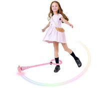 Anyingkai Shine Bola de Salto de Tobillo,Plegable Anillo de Salto Intermitente,Colorida Flash Bola de Salto,Colorida Anillo de Salto de Tobillo,LED Saltar Bola para Niños (Rosa)