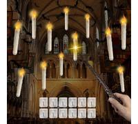 Anyingkai Velas Flotantes con Varita,12 Piezas Velas flotantes sin llama,Halloween velas Floating Mágicas Candles,Velas LED Alimentada por Pilas Wand Para Para Navidad Halloween Decor (lágrima)
