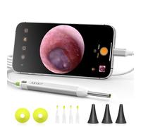Anykit Otoscopio digital con giroscopio, cámara de visión ultra clara HD con herramientas de eliminación de cera, otoscopio de video con luz, compatible con Android, iPhone 15 (plateado)