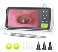 Anykit Otoscopio digital con giroscopio, pantalla de 4.5 pulgadas, cámara de alcance auditivo de 3.9 mm con 6 luces, herramienta de eliminación de cera de oído, tarjeta de 32 GB, soporta captura de