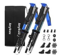 Anykuu 7075 Bastones de Senderismo de Aleación de Aluminio 2pcs y EVA Bastones Trekking Bastones Marcha Nordica Plegables Ajustar la Longitud 110-130CM para Senderismo Viaje Alpinismo Trail