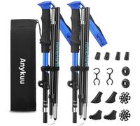 Anykuu Bastones de Senderismo Bastones Trekking Plegables de Aluminio 7075 Antichoque 2pcs Ajustar la Longitud 110-130CM con Ligeros y Plegables para Alpinismo, Trekking para Hombres y Mujere