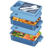 Anykuu Bento Lunch Box Fiambreras Trabajo 2000 ml Lancheira para Adultos Infantil caixa de Bento com 4 Compartimentos e Talheres sem BPA para Micro-ondas e Máquina de Lavar Louça