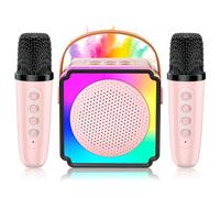 Anykuu Karaoke Infantil con 2 Micrófonos con Altavoz Bluetooth Portátil con Luces LED y 5 Efectos de Sonido Mágicos, Juguete Musical para Niños y Niñas 3-12 Años, Regalo Ideal