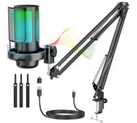 Anykuu Micrófono Condensador PC USB Kit de Microfone Karaoke/Podcast Silencio de una tecla Microfono Podcaster Streaming Profesional para Gaming/Estúdio/Youtuber Karaoke/Podcast