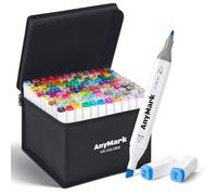 AnyMark Rotuladores Alcohol, 120 Colores Marcadores Alcohol de Doble Punta Biselada y Fina, para Adultos Bocetos, Cómics, Colorear, Cuerpo Blanco