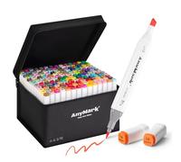 AnyMark Rotuladores Alcohol Punta Pincel, 168 + 1 Colores Marcadores Alcohol de Doble Punta, para Adultos Bocetos, Cómics, Colorear, Cuerpo Blanco