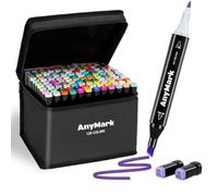 AnyMark Rotuladores de Alcohol 120 Colores, Marcadores de Arte de Doble Punta, Punta Biselada y Fina, para Colorear y Dibujar, Apto para Adultos