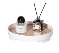 Anyoifax Bandeja Redonda de Madera rústica Decorativa para decoración del hogar de otoño de 11.8 Pulgadas, Bandeja de Servir de Granja, Mesa de Centro, Bandeja Circular, pequeña Color Blanco