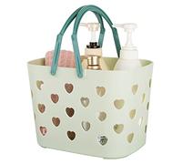 Anyoifax Cesta de almacenamiento portátil de plástico con asa, organizador para baño, despensa, cocina, dormitorio universitario, garaje, color verde