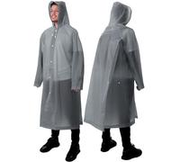 ANYOO Chubasquero Impermeable Unisex con Mangas, Paquete de 2 Ponchos de lluvia Larga para Adulto con Capucha y Espacio Adicional en la Mochila para Senderismo Ciclismo Acampada, Gris, Talla única