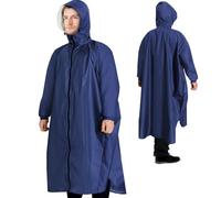 ANYOO Chubasquero Mujer Hombre Impermeable Poncho de Lluvia Portátil Ligera con Mangas Largas para Senderismo Al aire libre Ciclismo, Azul oscuro, Talla única