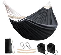 Anyoo Hamaca de Algodón para Jardín con Barra de Madera Curvada de 40 cm Hamaca Cómoda Portátil con Bolsa de Viaje Compacta, Patio Interior/Exterior