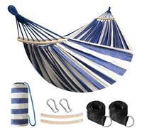 Anyoo Hamaca de Algodón para Jardín con Barra de Madera Curvada de 40 cm Hamaca Cómoda Portátil con Bolsa de Viaje Compacta, Patio Interior/Exterior