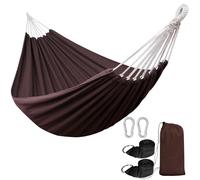 ANYOO Hamaca de algodón portátil para acampar con correas para colgar, para jardín, patio, balcón, exterior e interior