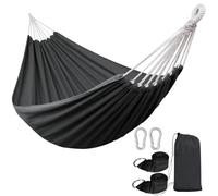 ANYOO Hamaca de algodón portátil para acampar con correas para jardín, balcón, terraza, exterior e interior
