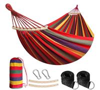 Anyoo Hamaca de jardín con Varilla de Madera, Hamaca cómoda portátil con Accesorio de cinturón, Funda de Transporte para terraza Interior/Exterior Garden Beach