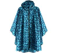 Anyoo Ligero impermeable transpirable Ripstop Poncho con capucha para actividades al aire libre, Blue Flower, Talla única