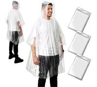 ANYOO Poncho de lluvia desechable para adultos, impermeable, equipo de lluvia de emergencia, ultraligero y compacto para eventos al aire libre, Paquete de 3 transparentes, talla única