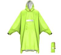 ANYOO Poncho impermeable con mangas y bolsillo, ligero, reutilizable, chaqueta impermeable con capucha para actividades al aire libre, unisex, talla única, Amarillo Greeb, Altoa única