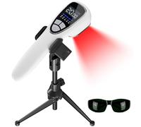 Anyork Dispositivo de amenaza de luz roja para dolor corporal con soporte, 6 x 808 nm + 12 x 650 nm, terapia de luz infrarroja cercana de mano con modelo de onda pulsada PW para cuerpo humano y