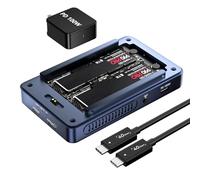 ANYOYO Carcasa SSD NVMe de doble bahía de 40 Gbps RAID 0/1 JBOD para Thunderbolt 4/3 y USB 4, Mac mini M4, Mac Studio, MacBook Pro, funda de aluminio RAID SSD con ventiladores duales y PD de 100 W