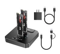 ANYOYO Duplicador M.2 de doble bahía sin conexión, estación de acoplamiento USB C a NVME, lector M.2 sin herramientas, 20 Gbps, USB 3.2 Gen 2X2 a SSD clonador para SSD M Key Hard Drive