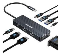 ANYOYO - Estación de acoplamiento USB C, monitor dual 8 en 1, estación de acoplamiento 3 monitores con HDMI dual y VGA, transferencia de datos de 5 Gbps, base para portátil para MacBook Air/Pro, Dell
