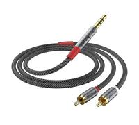 ANYPLUS Cable Jack a RCA Con HiFi Sonido, 2M, Audio 3.5mm a RCA Macho Estéreo Para Móvil, Tablet, PC, iPod, Amplificador, Altavoz, TV, DVD