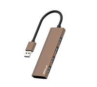 ANYPLUS Hub 4 Puertos - Adaptador USB 3.0 Multicargador Ultrafino de Aleación de Aluminio para PC, PS5, MacBook, iMac, Surface Pro, Mac Pro, Memoria Flash, XPS (Marrón)