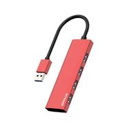 ANYPLUS Hub 4 Puertos Multicargador 3.0 Adaptador, Ultrafino Aleación de Aluminio Extensor para PC, PS5, MacBook, iMac, Surface Pro, Mac Pro, Memoria Flash, XPS (Rojo)