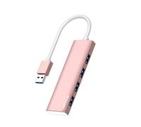 ANYPLUS Hub 4 Puertos Multicargador USB 3.0, Adaptador Ultrafino de Aleación de Aluminio para PC, PS5, MacBook, iMac, Surface Pro, Mac Pro, Memoria Flash, XPS (Rosa)