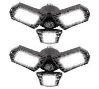 ANYPOWK Luces de garaje LED - 6000 lúmenes, 6500 K, luz diurna 60 W, luces LED para garaje de tres hojas, juego de 2