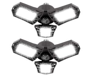 ANYPOWK Luces de garaje LED - 6000 lúmenes, 6500 K, luz diurna 60 W, luces LED para garaje de tres hojas, juego de 2